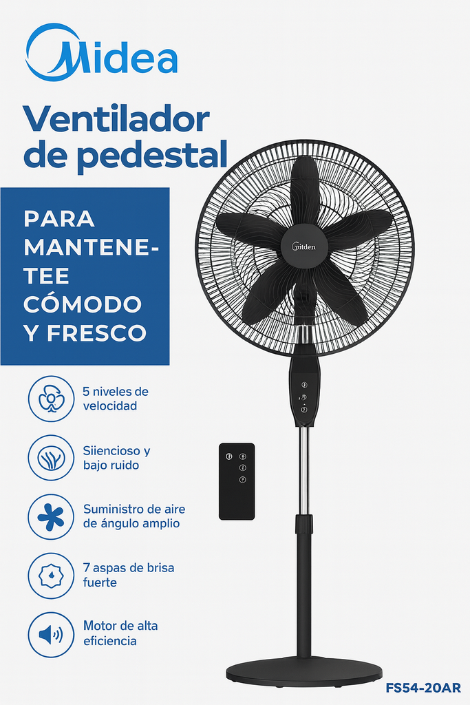 [SKU-000024] ABANICO DE PEDESTAL  CON CONTROL MIDEA FS45-20AR